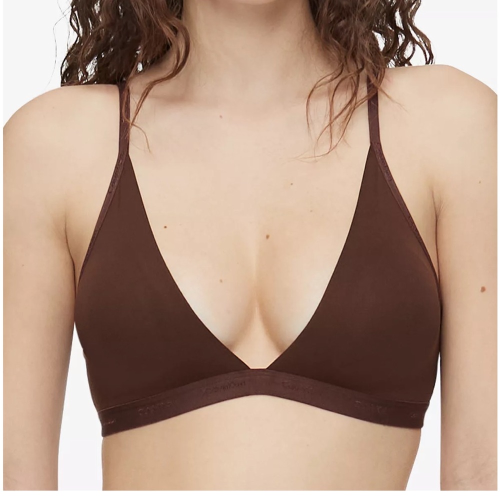 Women's Form To Body Lightly Lined Triangle Bralette “Umber” Chocolate Brown Med